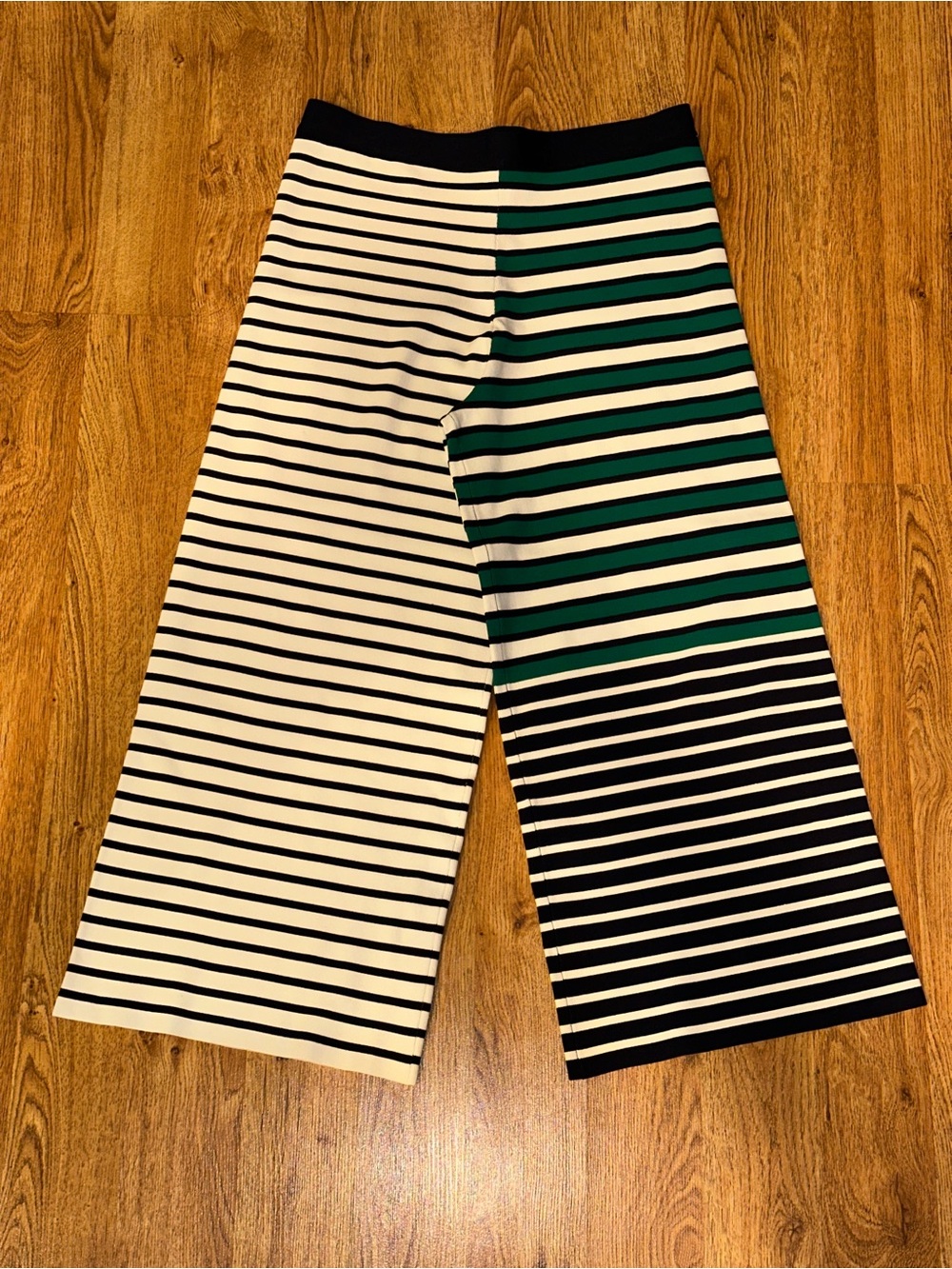 Tory Burch Tory Sport Wide Leg Pants White Green Blue Stripe Size Large